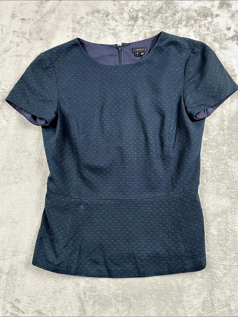 Theory S Textured Short Sleeve Lined Blouse